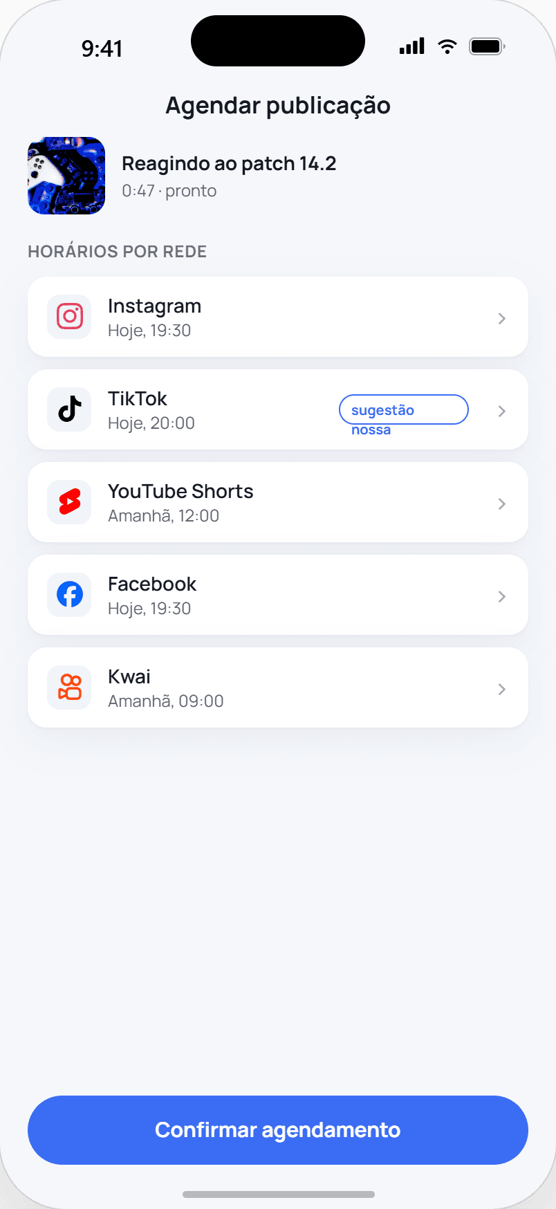 Tela de agendamento
