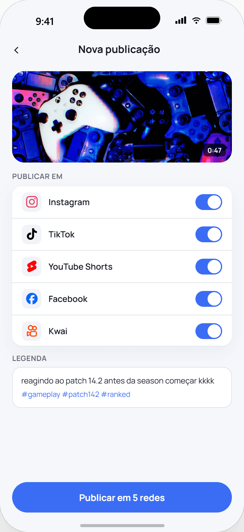 Tela de nova publicação
